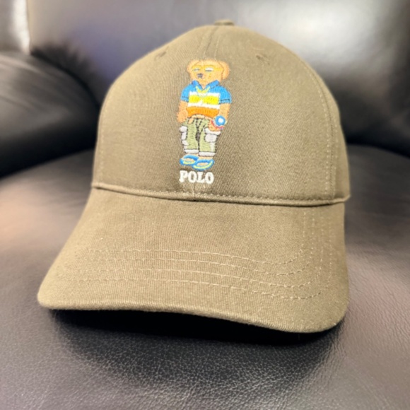 UNISEX POLO RALPH LAUREN CLASSIC TWILL GREEN BEAR SPORT CAP - Picture 2 of 4